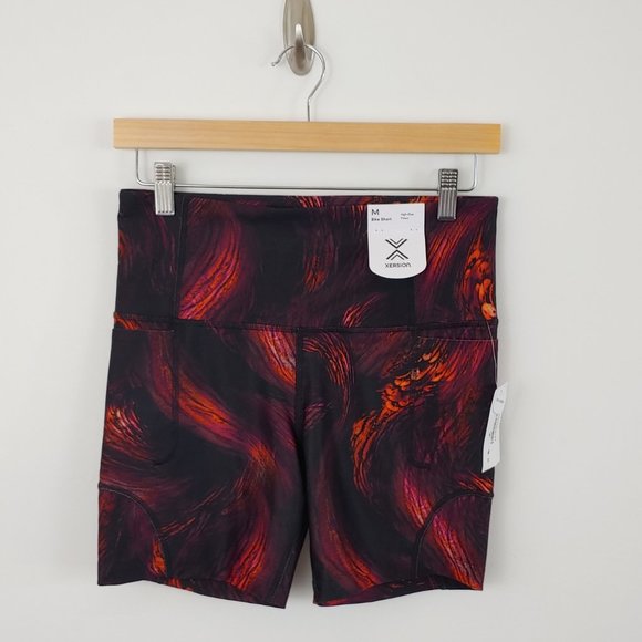 Xersion Pants - Xersion High Rise Bike Shorts Black Pink Neptune Print size M NWT